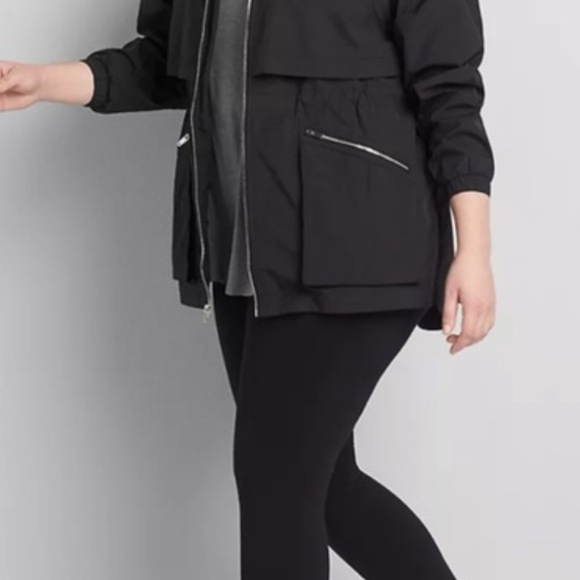 Crinkle Cinched-Waist Jacket With Convertible Hood 18-20 NWOT - Picture 2 of 4